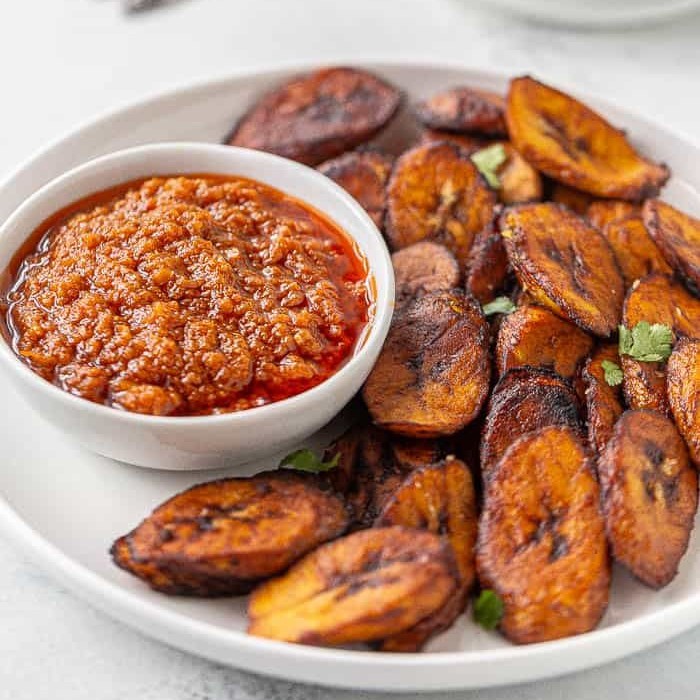 Fried Plantains with Hot Pepper Sauce